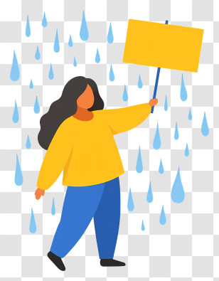 Woman Holding A Blank Sign - Person Holding Sign In Rain Transparent PNG