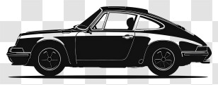 Porsche Silhouette - Black Silhouette Of A Classic Car Transparent PNG