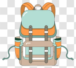 Green - Colorful Backpack With Straps And Pockets Transparent PNG