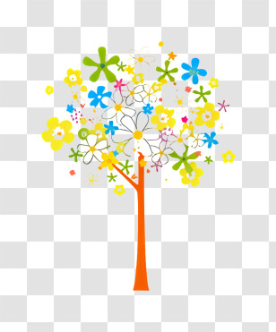 Flower - Colorful Abstract Tree Artwork Transparent PNG