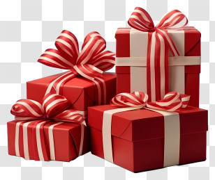 Gift Box - Red Gift Boxes With White Ribbons Transparent PNG