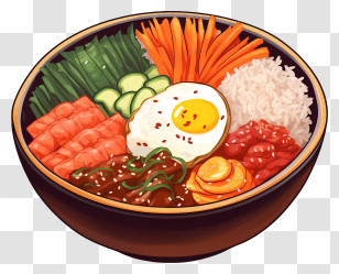 Food Bowl - Delicious Bowl Of Bibimbap Illustration Transparent PNG