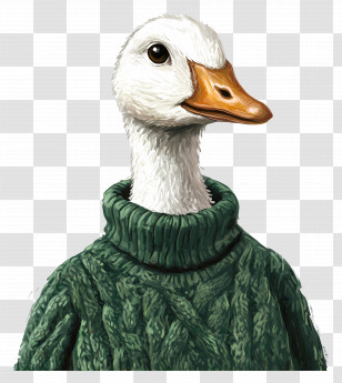 Goose In Sweater - Duck Wearing A Green Sweater Transparent PNG