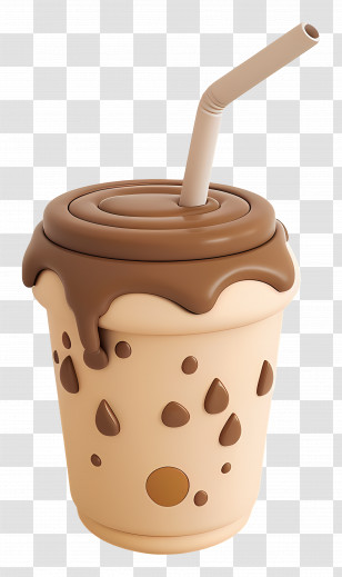 Aesthetic Milk Tea - Cute Chocolate Milkshake Cup Transparent PNG