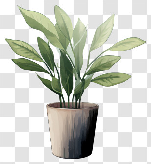 Plant Drawing - Potted Plant With Lustrous Green Leaves Transparent PNG