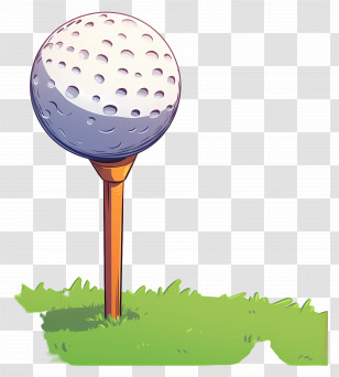 Golf Ball - Golf Ball On Tee With Grass Background Transparent PNG