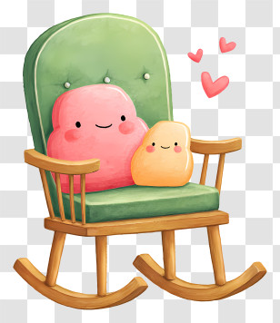 Watercolor Rocking Chair - Cute Rocking Chair With Hearts Illustration Transparent PNG