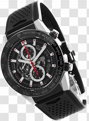 Black Rubber Strap - TAG Heuer Black Chronograph Watch Transparent PNG