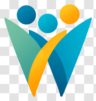 Wonder Logo - Teal-Yellow Celebration People Emblem Transparent PNG