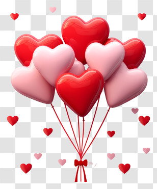 Cute Valentine Gift Balloon - Pink And Red Heart-Shaped Balloon Decoration Transparent PNG