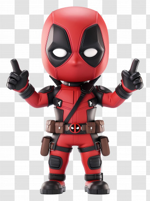 Animated Deadpool - Adorable Chibi Superhero Figurine Transparent PNG