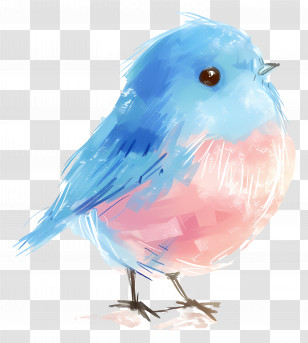 Doodle Bird - Bluebird Watercolor Painting Transparent PNG