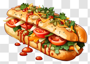 Hot Dog - Delicious Hot Dog With Toppings Transparent PNG