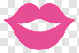 Red Lip - Bright Pink Lips Symbol In A Cartoon Style Transparent PNG