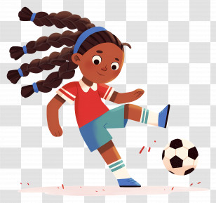 Girl Kicking Soccer Ball - Girl Playing Soccer Illustration Transparent PNG