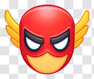 Hero Emoji - Red Superhero Mask With Wings Transparent PNG