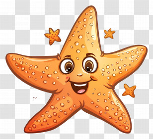 Cartoon Starfish - Happy Cartoon Starfish With Bright Expression Transparent PNG