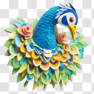 Peacock - Colorful Paper Bird Transparent PNG