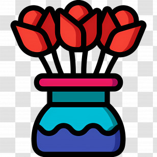 Rose Flower - Red Flowers In A Vase Transparent PNG