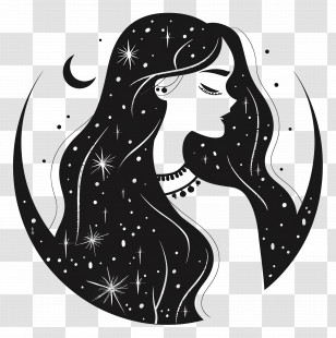 Girl Logo - Woman Silhouette With Stars And Cosmic Design Transparent PNG