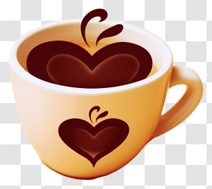 Minimalized Flat Vector Illustrate - Yellow Cup With Brown Heart Design Transparent PNG