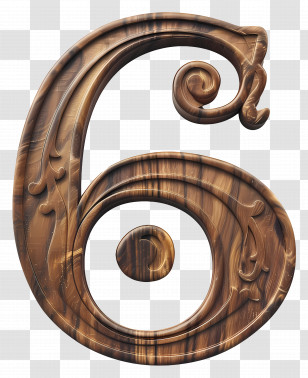 Number 6 - Ornate Wooden Number 6 Transparent PNG