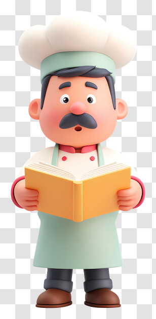 Chef Reading A Book - Curious Chef Reading A Recipe Book Transparent PNG