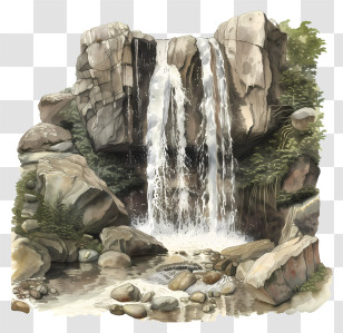Waterfall - Beautiful Waterfall In A Forest Setting Transparent PNG