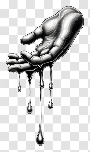 Drip Hand - Artistic Dripping Hand Illustration Transparent PNG