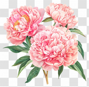 Light Pink Peonies - Pink Peony Flower Illustration Transparent PNG