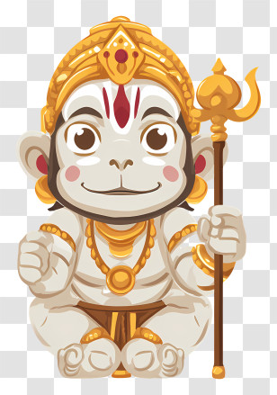 Hindu Deity Hanuman - Cute Hanuman Cartoon Illustration Transparent PNG