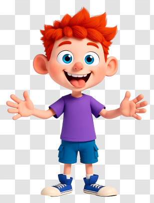 Animated Boy - Happy Red-haired Cartoon Boy Transparent PNG