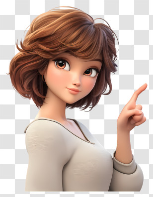 3d Girl Pointing Up - Animated Girl Pointing Transparent PNG