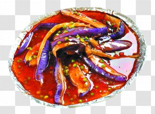 Teppanyaki Stuffed Eggplant Chicken Sauce - Iron Plate Transparent PNG