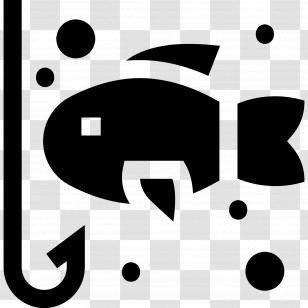 Fishing Hooks - Black Fish And Hook Icon Transparent PNG