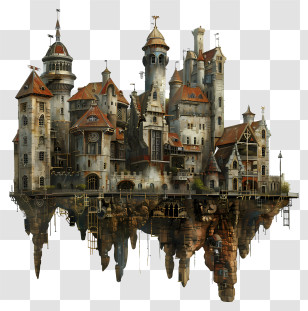 Steampunk - Floating Fantasy Castle Transparent PNG