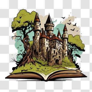 Castle
 - Fantasy Castle Emerging From Open Book Transparent PNG