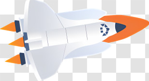 Icon - Modern Space Shuttle Design With Flames Transparent PNG