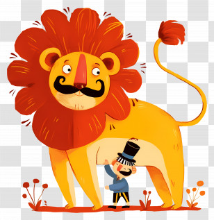 Circus Lion - Lion And Man Cartoon Transparent PNG