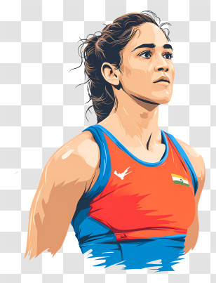 Vinesh Phogat - Determined Athlete In Sportswear Transparent PNG