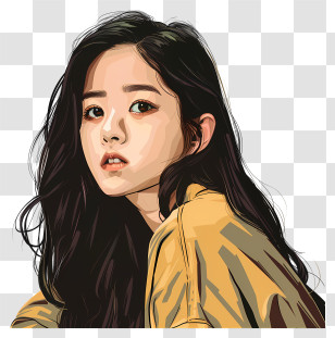 Jisoo - Illustration Of A Girl With Long Hair Transparent PNG
