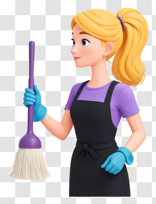 Housewife - Female Cleaner With Mop Transparent PNG