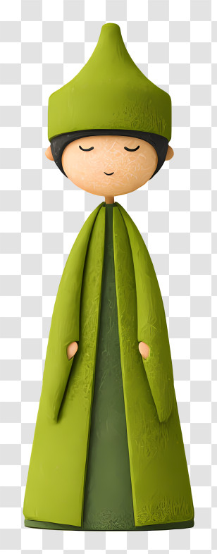 Muslim - Green Cartoon Character In Mystical Attire Transparent PNG