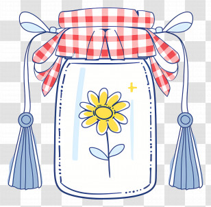 Mason Jar - Decorative Jar With Flower And Ribbon Transparent PNG
