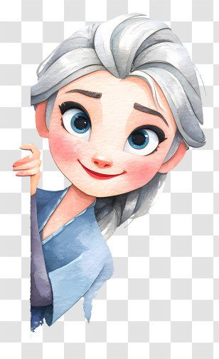 Elsa Peeking - Cartoon Girl With Silver Hair Transparent PNG