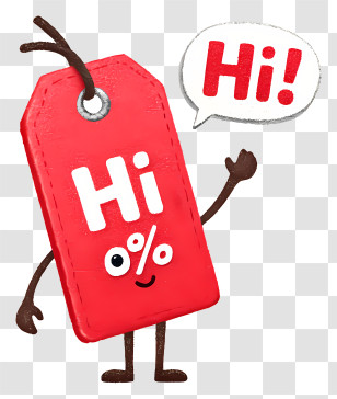 Red Discount Price Tag - Friendly Red Price Tag Mascot Transparent PNG