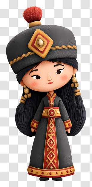 Nomad Mongol Woman - Traditional Cultural Doll In Costume Transparent PNG