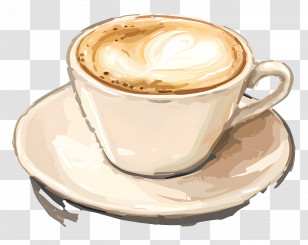 White Coffee - Warm Cappuccino Coffee In A Cup Transparent PNG