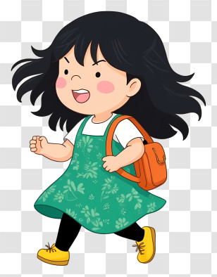 Schoolgirl With Backpack - Playful Girl With Backpack Ready For School Transparent PNG