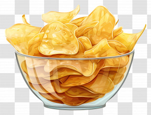 Potato Chips In A Glass Bowl - Crispy Potato Chips In A Glass Bowl Transparent PNG